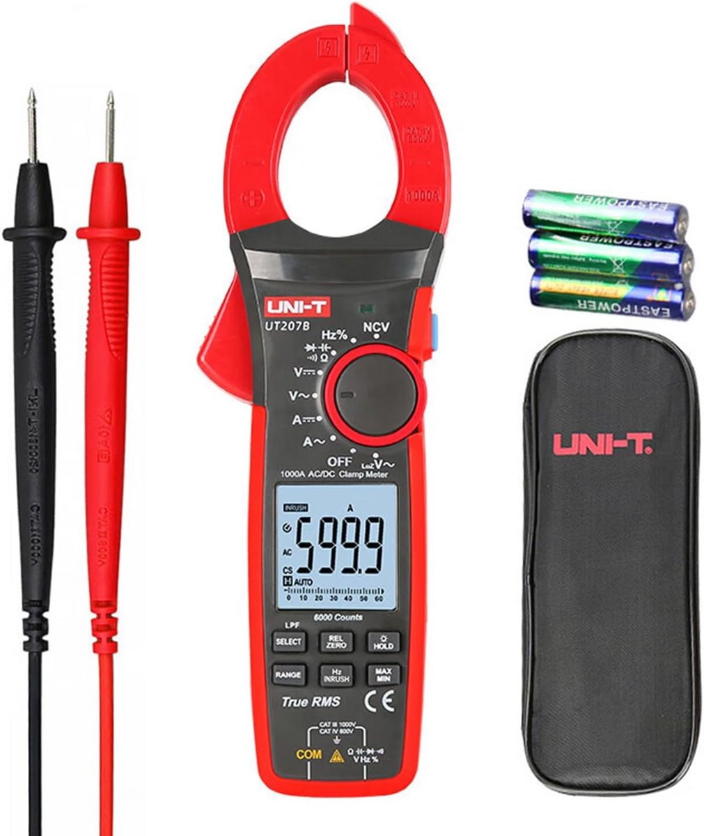 Digitale Stroomtangmeter 1000A AC DC Multimeter met Zaklamp en Achtergrondverlichting
