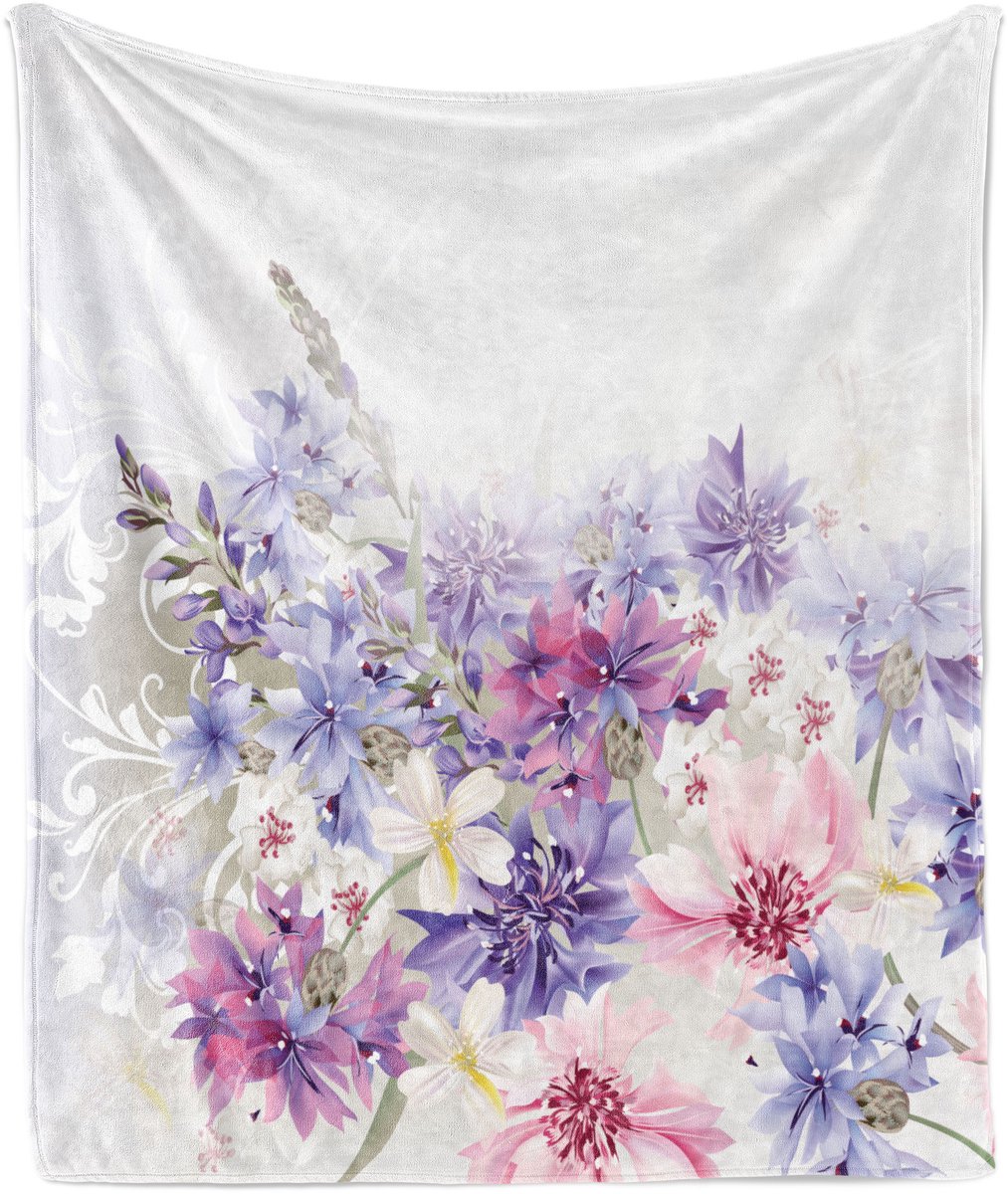 New Bed Lavendel Roze Paarse Bloemen Zachte Flanellen Fleece Deken, 230 cm x 175 cm