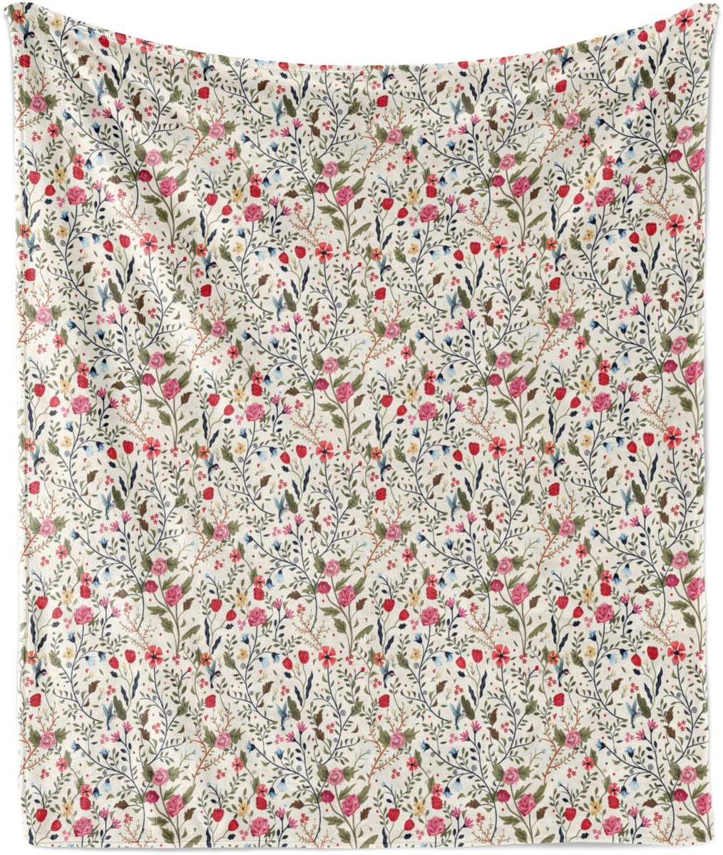 New Bed Bloemen Kleurrijke tuinkolibries Zachte Flanellen Fleece Deken, 230 cm x 175 cm