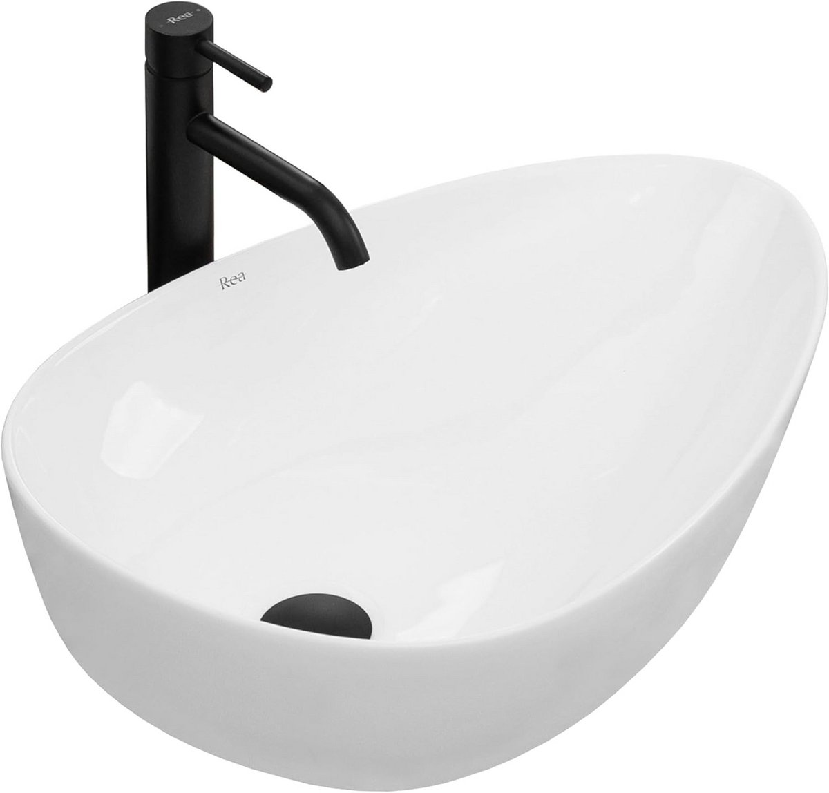 Ovale Keramische Wastafel Wit - Stijlvol Slim Rand Ontwerp