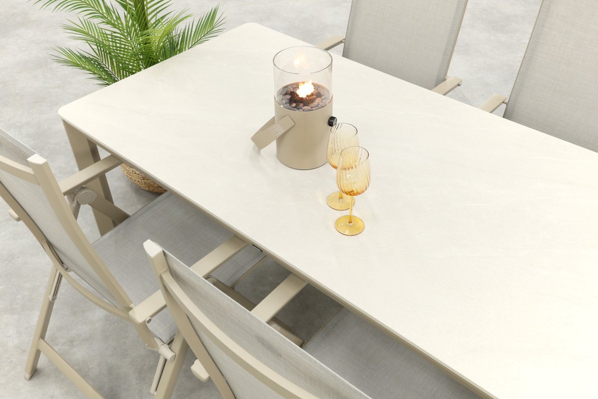 Hartman Napoli/Kyra verstelbare tuinset voor 4 personen 180x90 cm. - Latte – foto 4