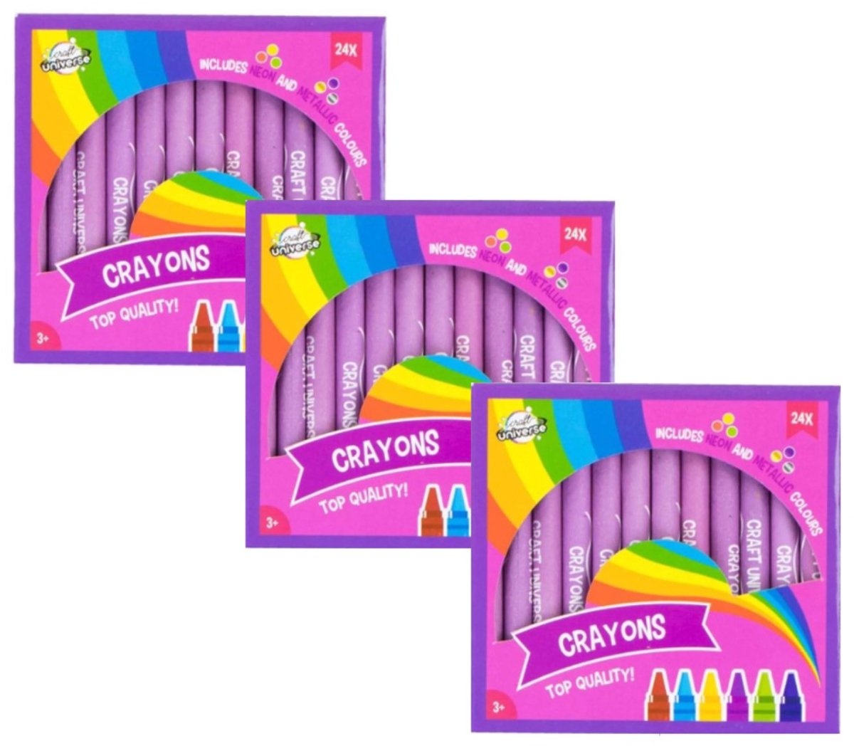 Waskrijt - Waskrijtjes voor Kinderen - 72 stuks - Inclusief Neon en Metallic kleuren