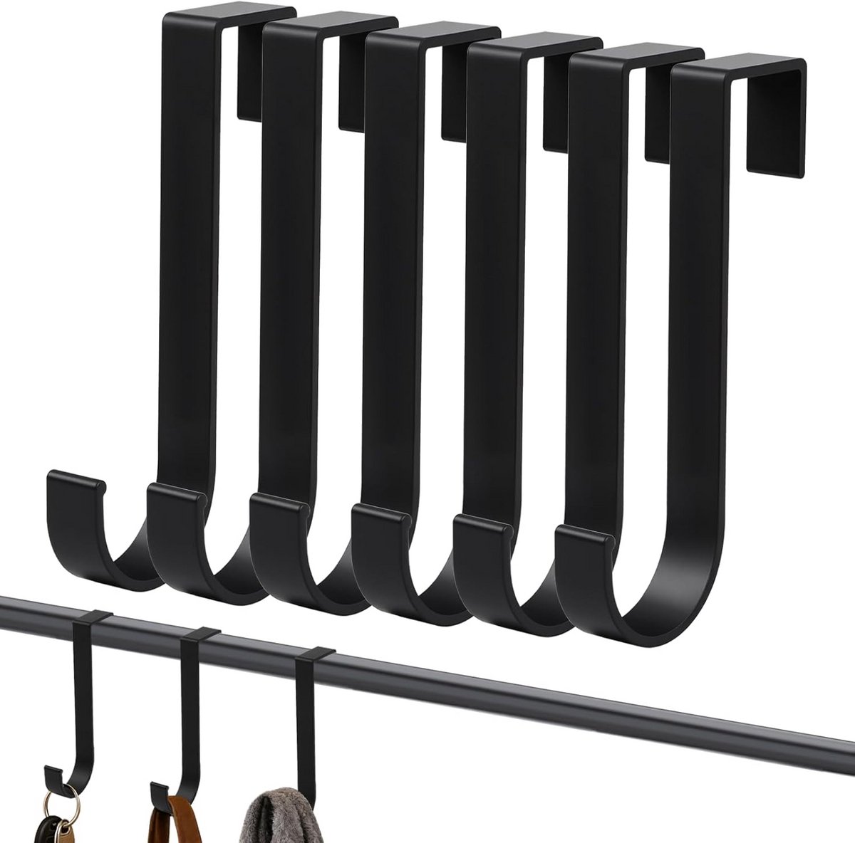 6 Zwarte Haken voor Handdoekradiator Badkamer - Universele Radiatorhaken