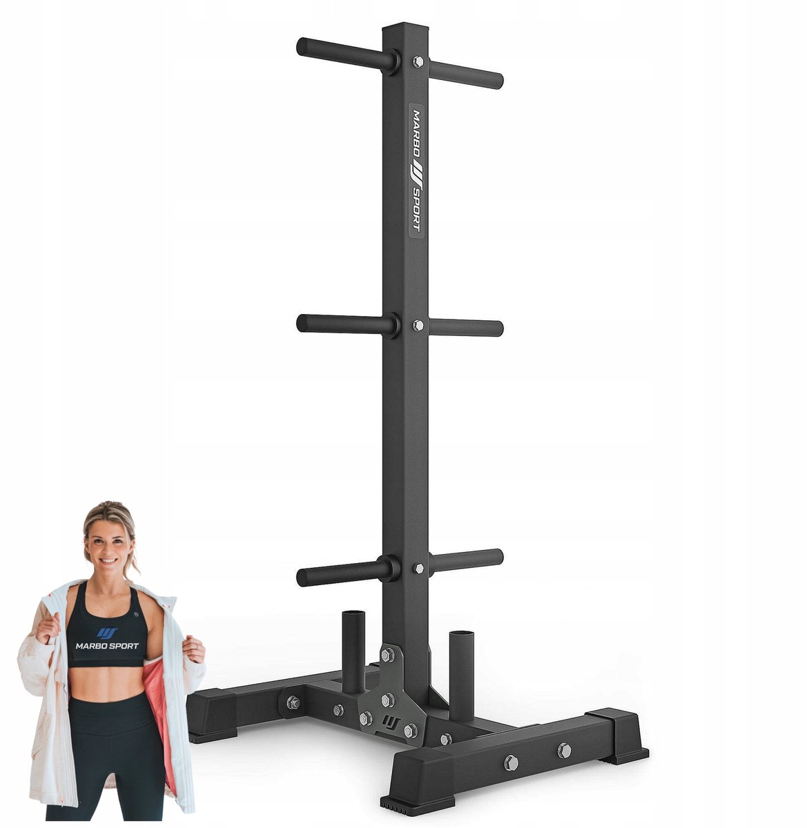 Marbo Sport - Gewichtenrek - Weight Rack - Halterrek - MS-S103 2.0 - Opbergrek voor halterschijven, dumbbells en stangen - Voor thuisgym, Home Gym en fitnessruimte - Max. 300 kg - Zwart
