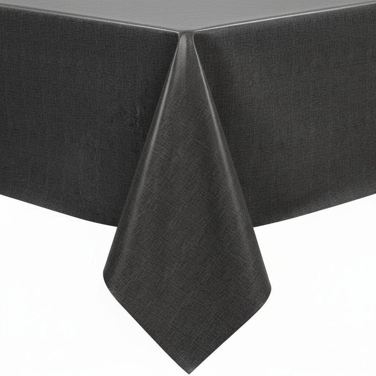 Protecttable - Tafelzeil Linnenlook Antraciet 140x290cm - Tafelkleed Afwasbaar - Kunststof