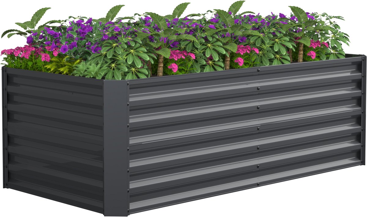 VCM Metall Hochbeet 180 x90 x 57 cm – Rechteckiger Pflanzkasten für Garten & Terrasse – Robustes Gartenbeet aus Metall, Pflanzenbeet ohne Boden, Galdo XL