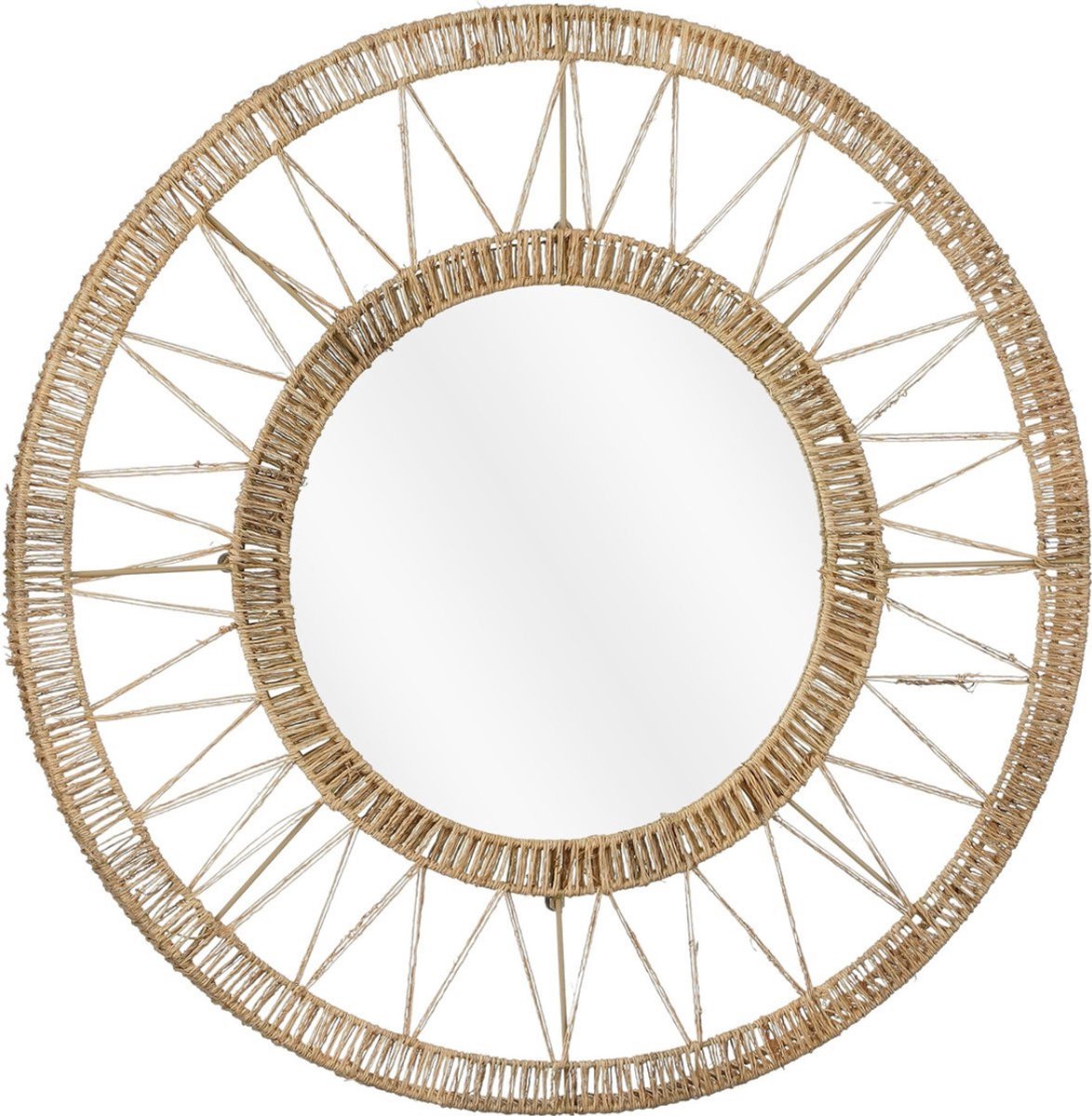Mica Decorations Ludy Spiegel Rotan - Wandspiegel - Boho Decoratie - Decoratieve Spiegel Ø