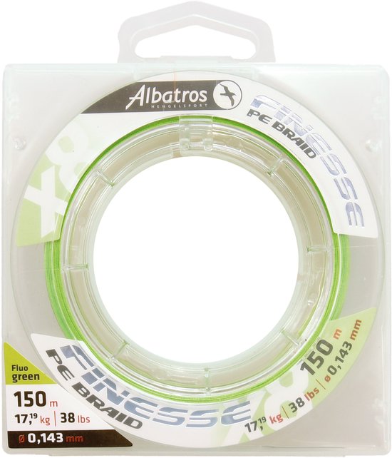 ALBATROS - Finesse X8 Braid - Vislijn - 0,102mm - 150mtr - Fluo Green - Never fade colour van Albatros — afbeelding 2
