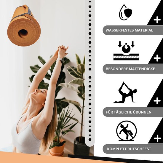 Comfortabele antislip yogamat 15 mm - Perfect voor yoga, pilates, slaapmat en camping — afbeelding 4