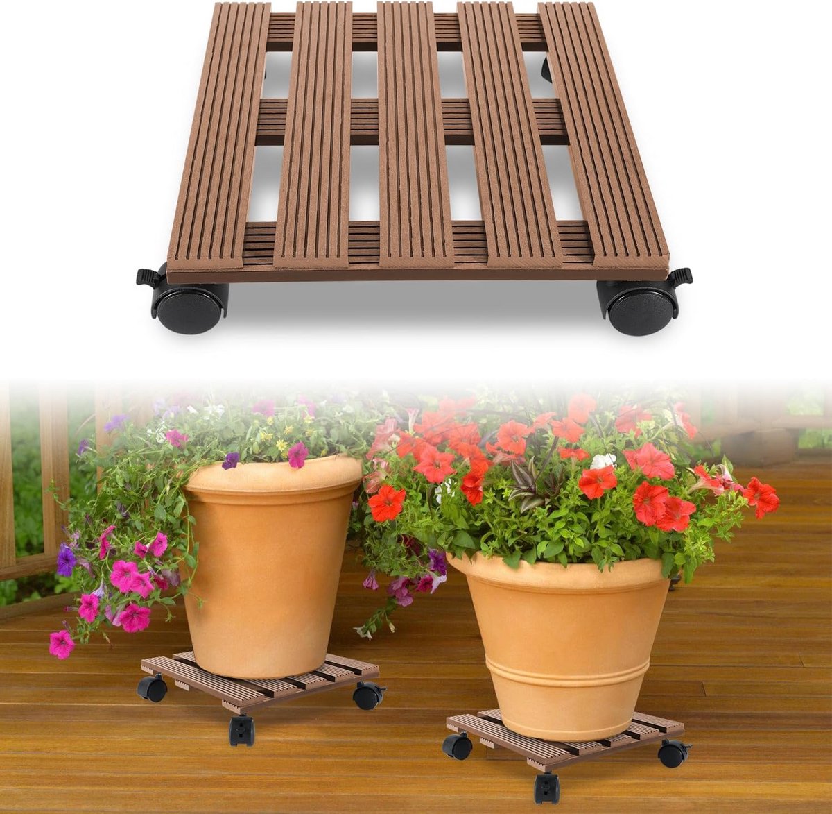 Plantenroller Ø30 cm - Draagkracht 80 kg - Rolplank voor Binnen en Buiten - 2 Stuks