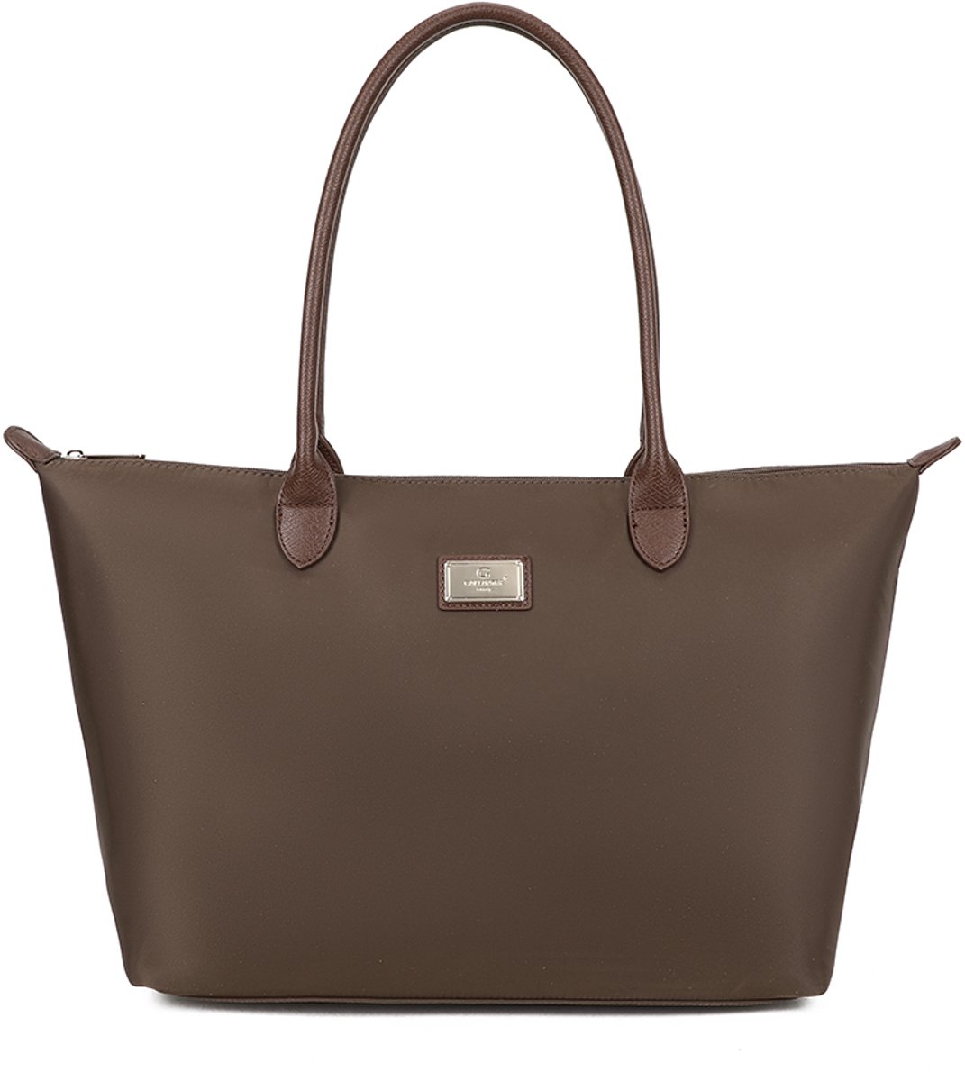 Gallantry® Grote Dames Schoudertas – Ruime Shopper Tas met Rits – Handtas met Bruine Handvatten – Werk Tas voor Laptop, School & Dagelijks Gebruik - D. Taupe