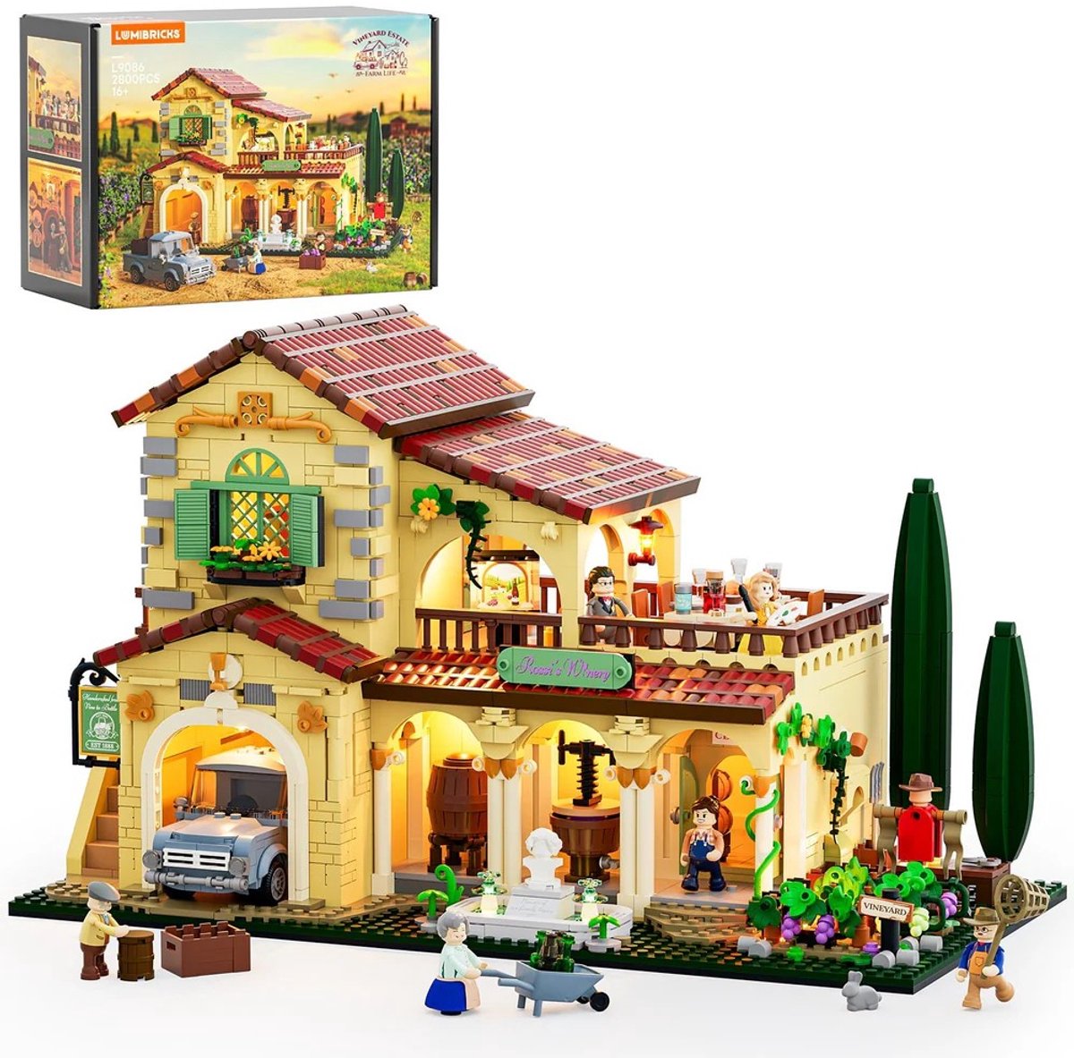 Lumibricks Vineyard Estate Bouwpakket - Met LED verlichting - Miniatuur huisjes - DIY modelbouw met 2800 bouwstenen - Bouwpakketten volwassenen - Bouwdoos L9086
