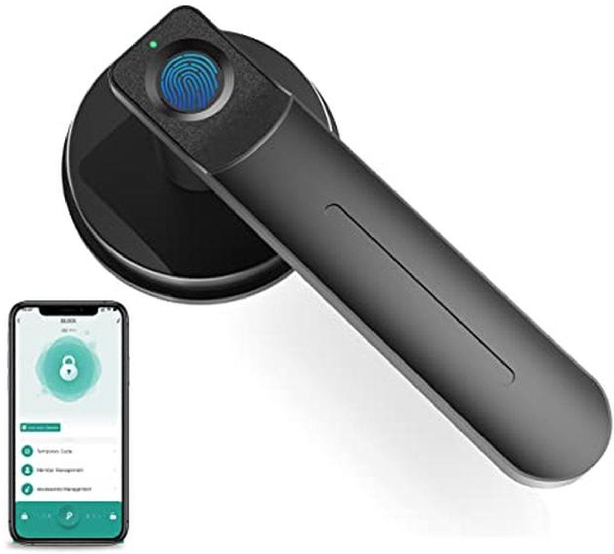Biometrisch deurslot met Smart APP en vingerafdrukfunctie - Slimme deurknop voor thuis, kantoor en Airbnb