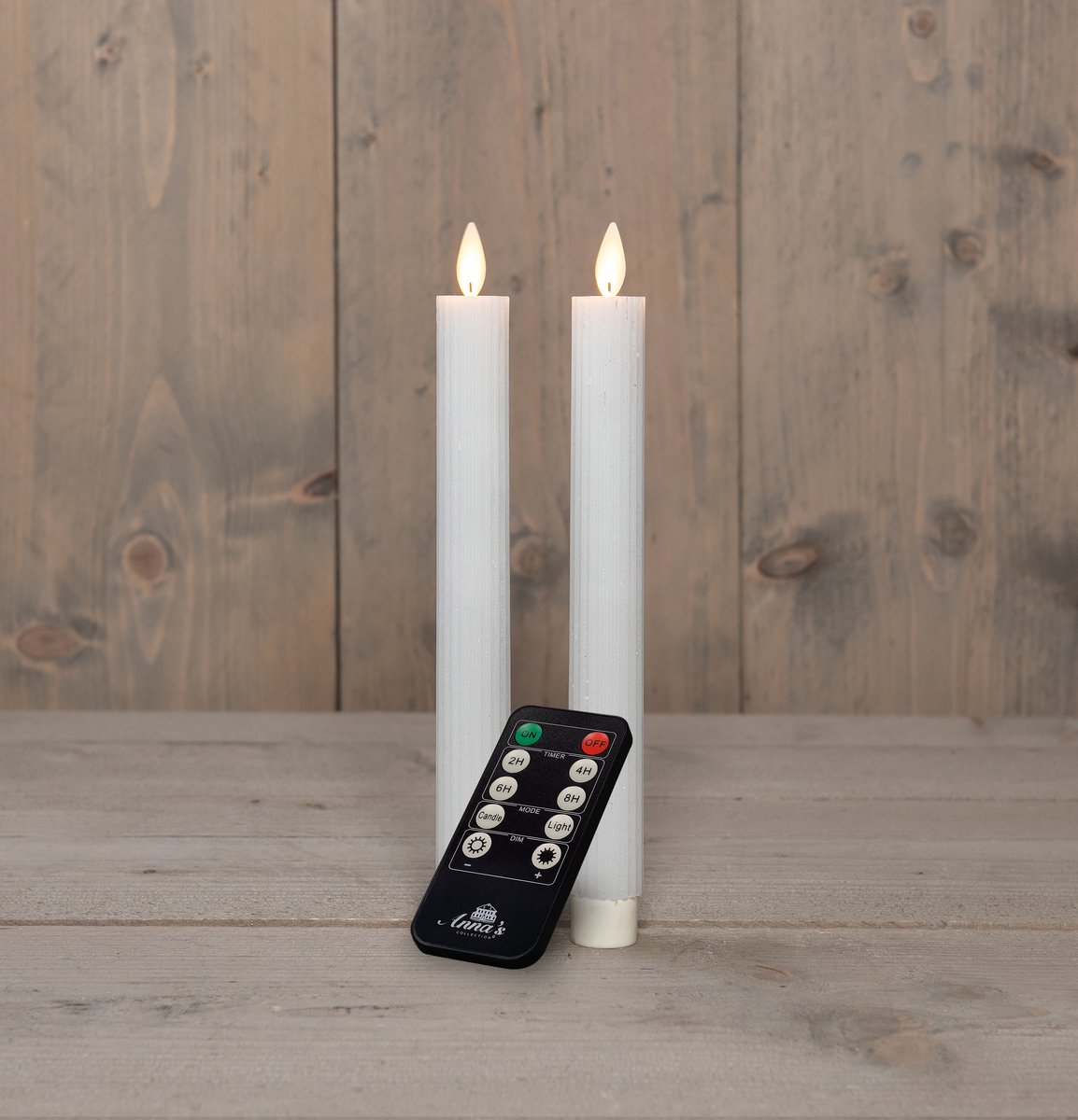 Anna's collection - Dinerkaars ribbel wax led bewegende vlam op bat...