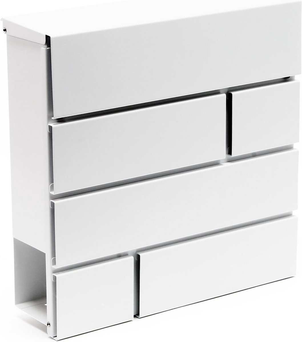 Moderne witte brievenbus met krantenrol en poedercoating