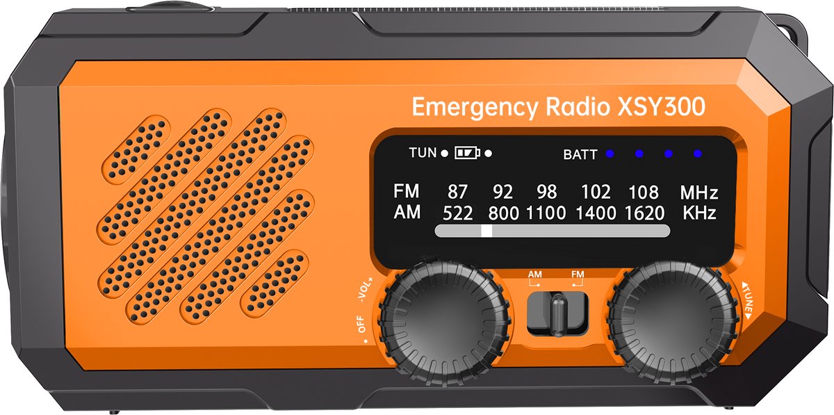 Nieuw model XSY300 Essential – Noodradio – 2.000mAh Powerbank – Solar & Opwindbaar – Betrouwbare Thuis Backup