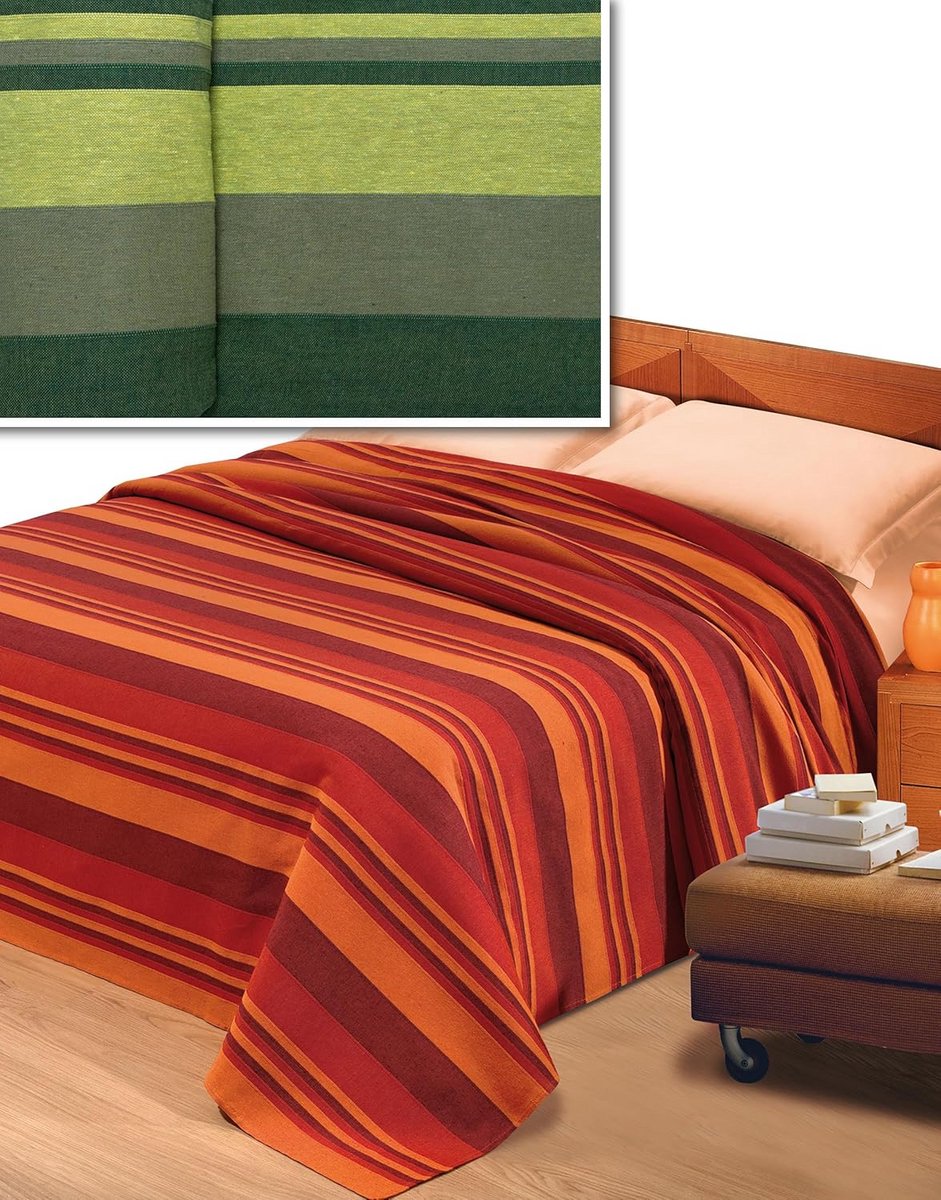 Grote Gestreepte Katoenen Plaid voor Bank en Bed - Lente/Zomer Sierkleed