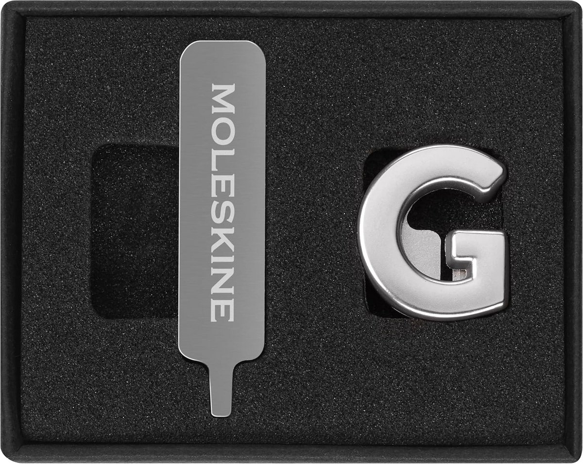 Decoratieve Letter Pin 'G' voor Notitieboek of Agenda Elastiek - Zilveren Sluiting Personaliseren