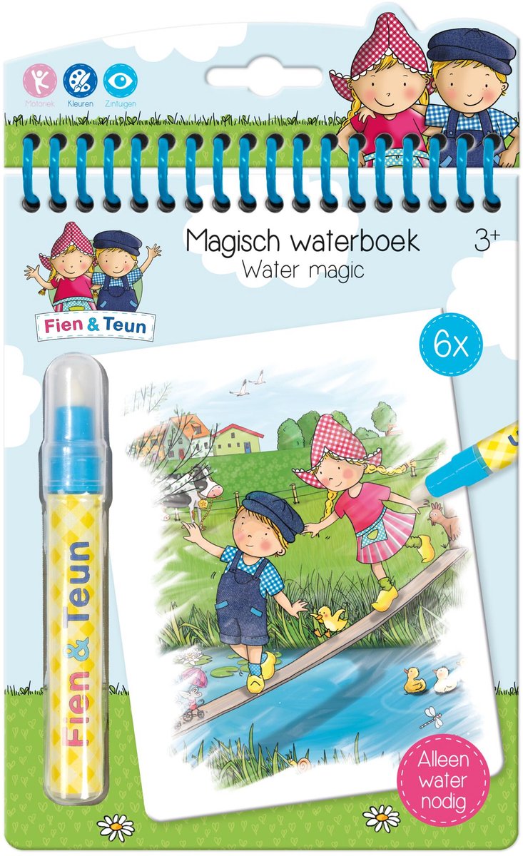 Fien & Teun water kleur boekje - herbruikbaar magisch kleurboek - kleuren educatief peuter speelgoed - vanaf 2 jaar