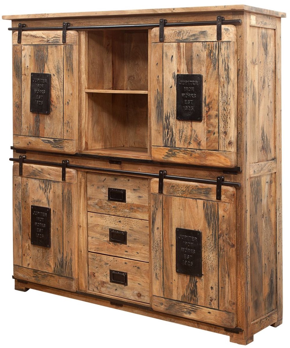 MASSIVMOEBEL24.DE highboard RAILWAY #125 natuur 150 x 160 x 45 cm