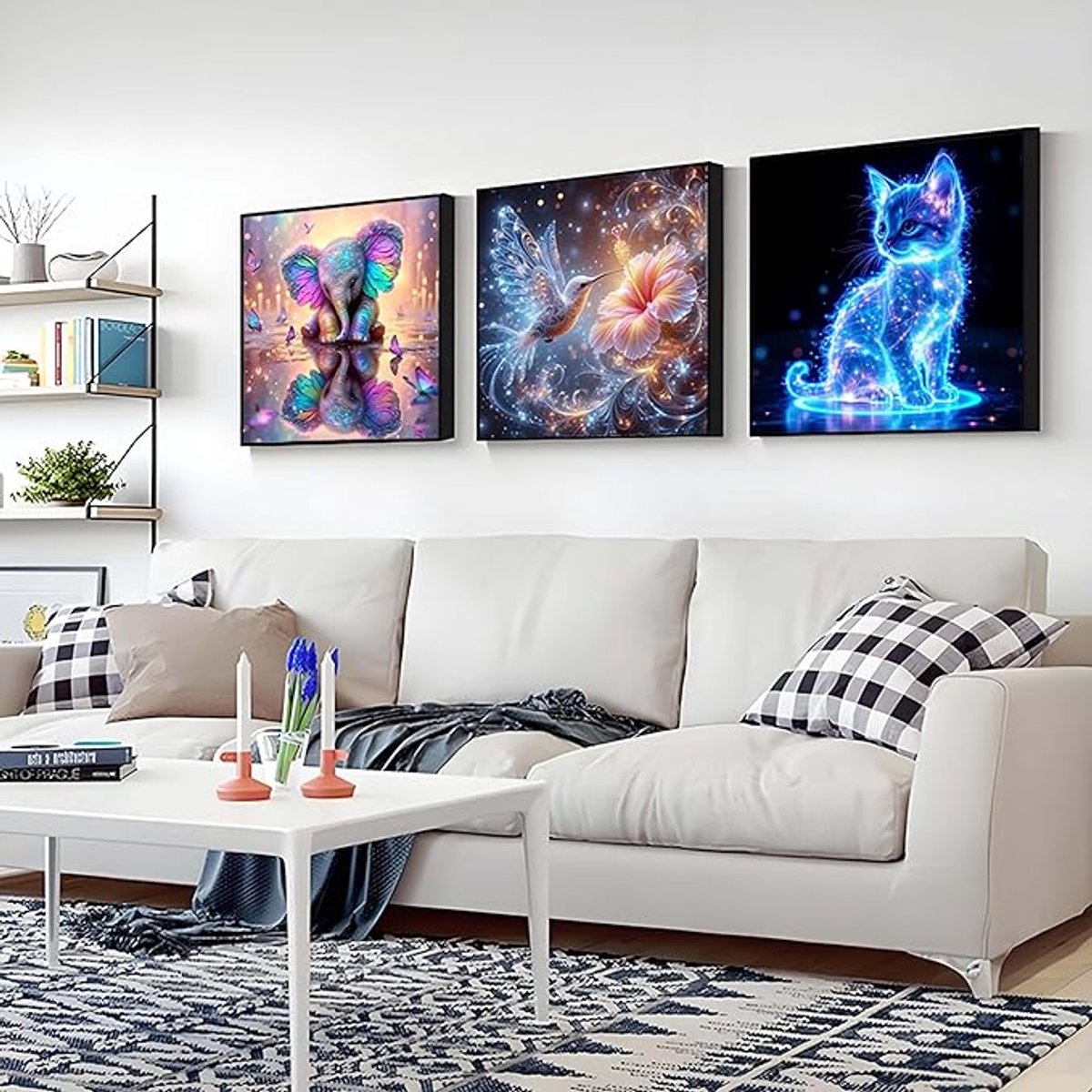 BOTC Diamond Painting Volwassenen - Diamond Painting Kinderen - Diamond Painting Pakket Volledig - Lichtgevende kat - 30x40CM — afbeelding 5