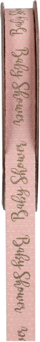 SANTEX - Roze gestippeld zelfklevend katoenen lint voor babyshower 3 m