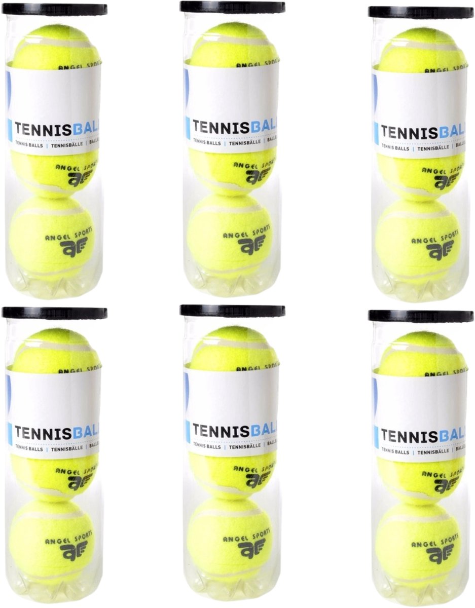 Engelhart Tennisballen - 18x stuks - in koker - Buitenspeelgoed - Tennissen - geel - sport