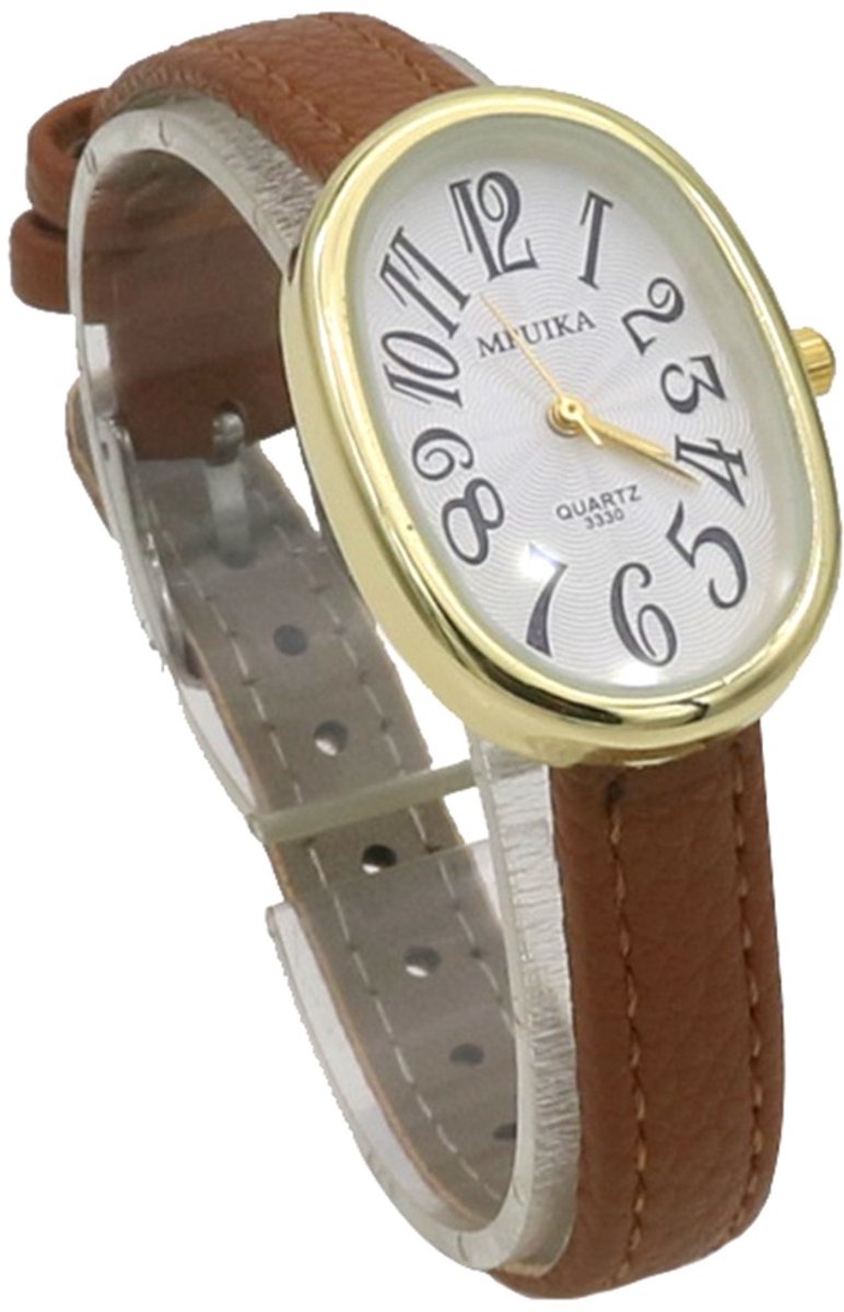 Horloge - quartz - PU band - bruin - 36x22 mm