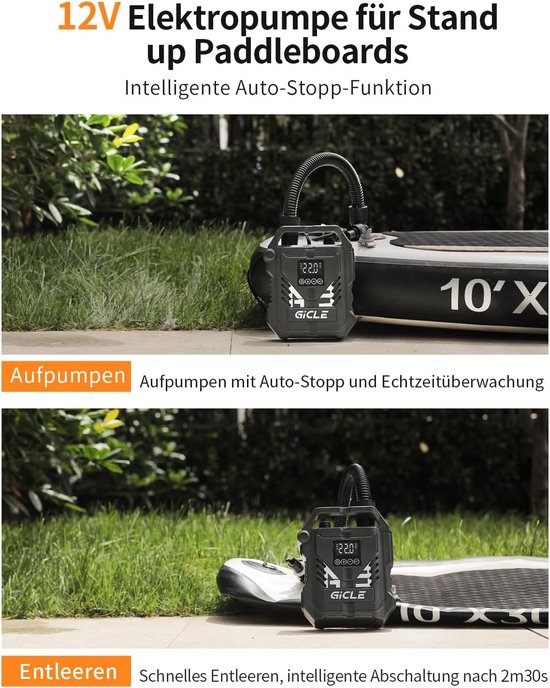 Elektrische Paddleboard Pomp met Duetraps Systeem en Automatische Uitschakeling voor SUP, Boot en Tent — afbeelding 4