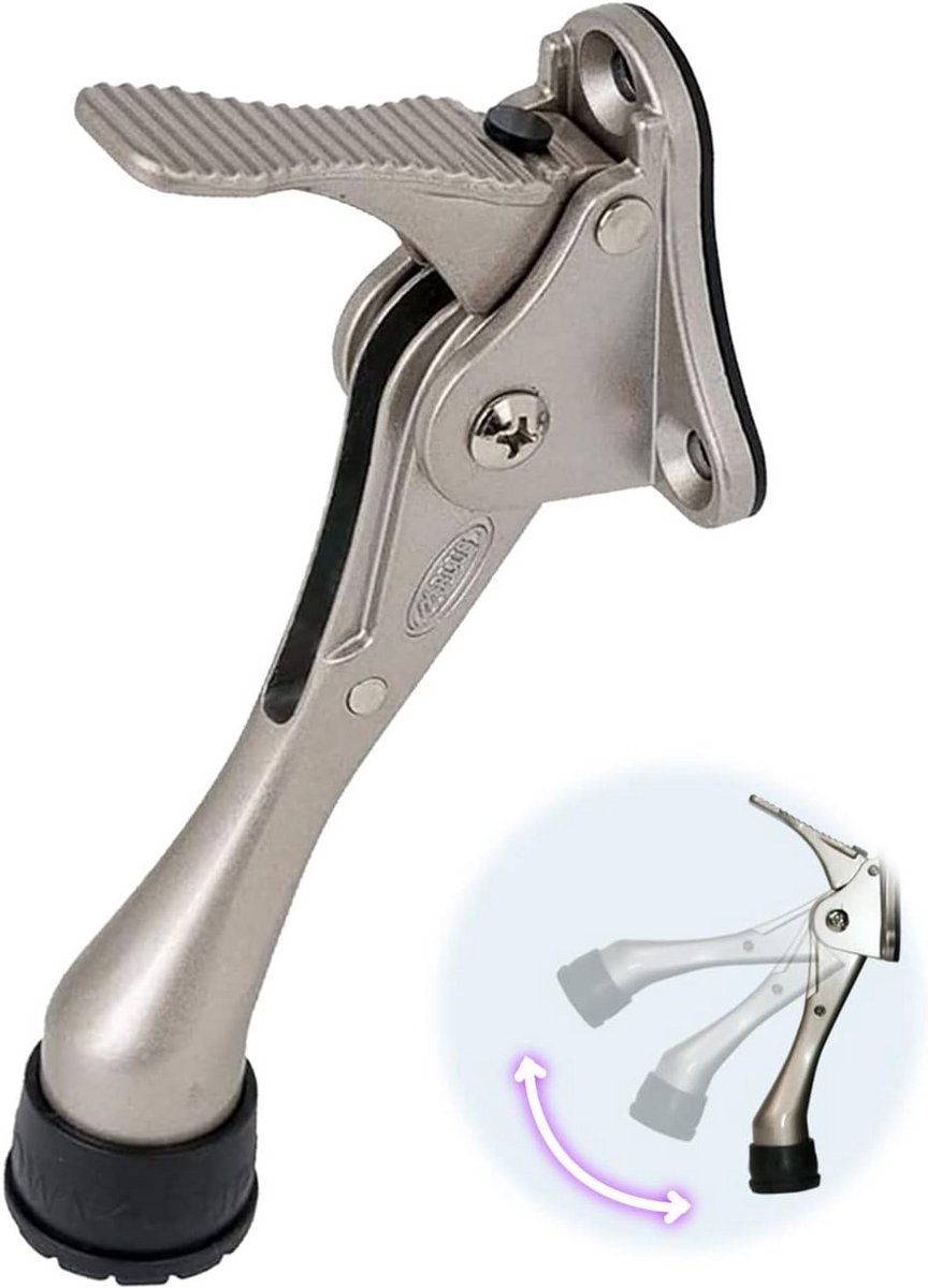 Semi-automatische deurstopper 10,5 cm - Hoogte verstelbaar rubber (satijnnikkel)