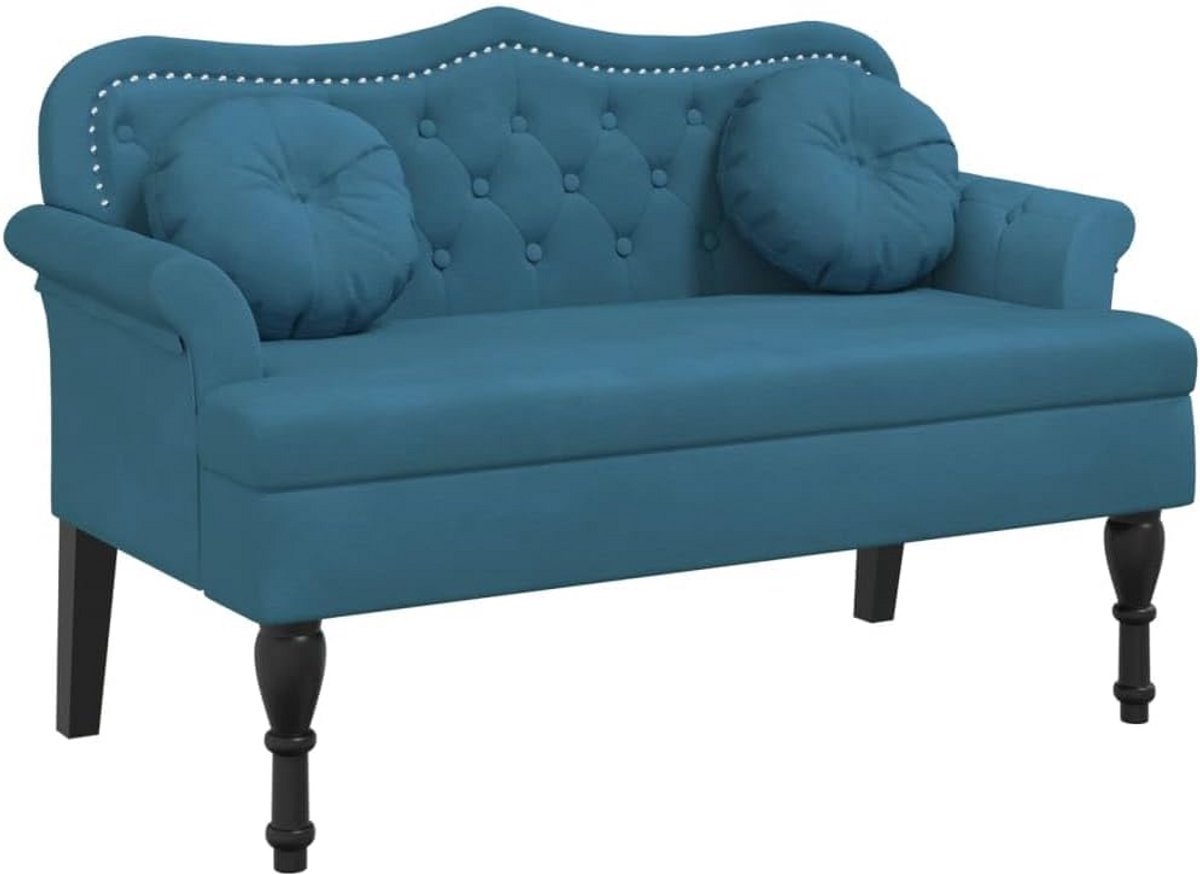 Stijlvol Bankje met Kussens 120,5x65x75 cm in Trendy Blauw Fluweel