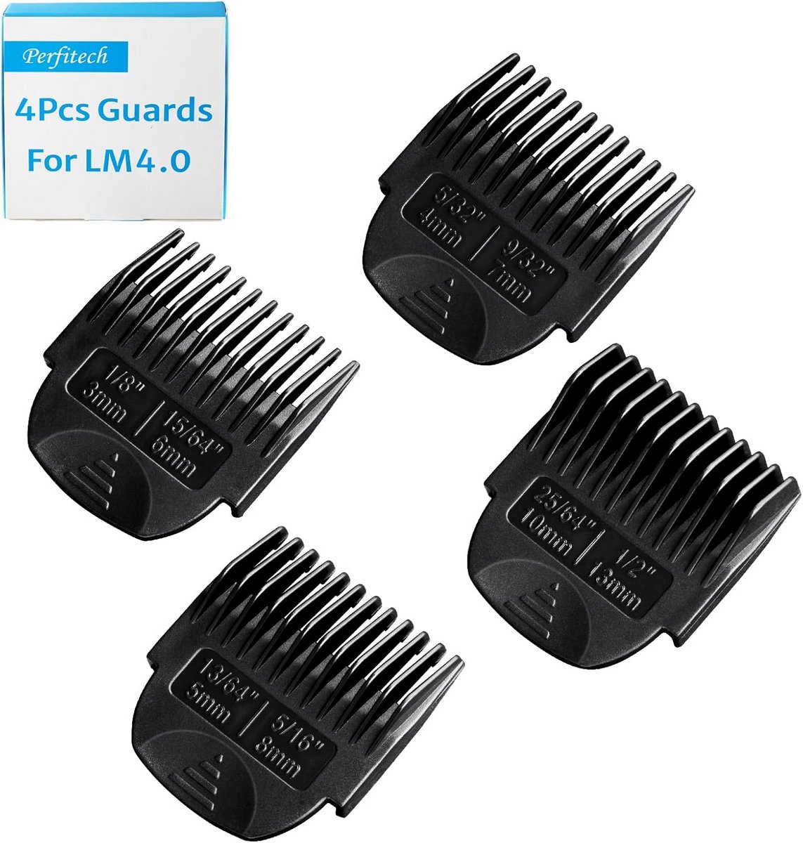 Opzetkammen voor Precisietrimmer, 4 Stuks, Verschillende Lengtes