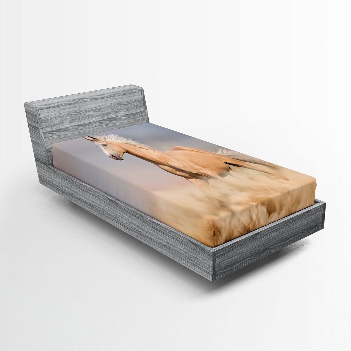 ABAKUHAUS Paardenhoeslaken, Palomino Zandwoestijn, Zachte Decoratieve stof met Elastische Band, 90 cm x 200 cm, Paarsgrijs Perzik