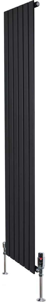 1-kolom design radiator - 1800x420 mm - zwart - thermostaatkraan