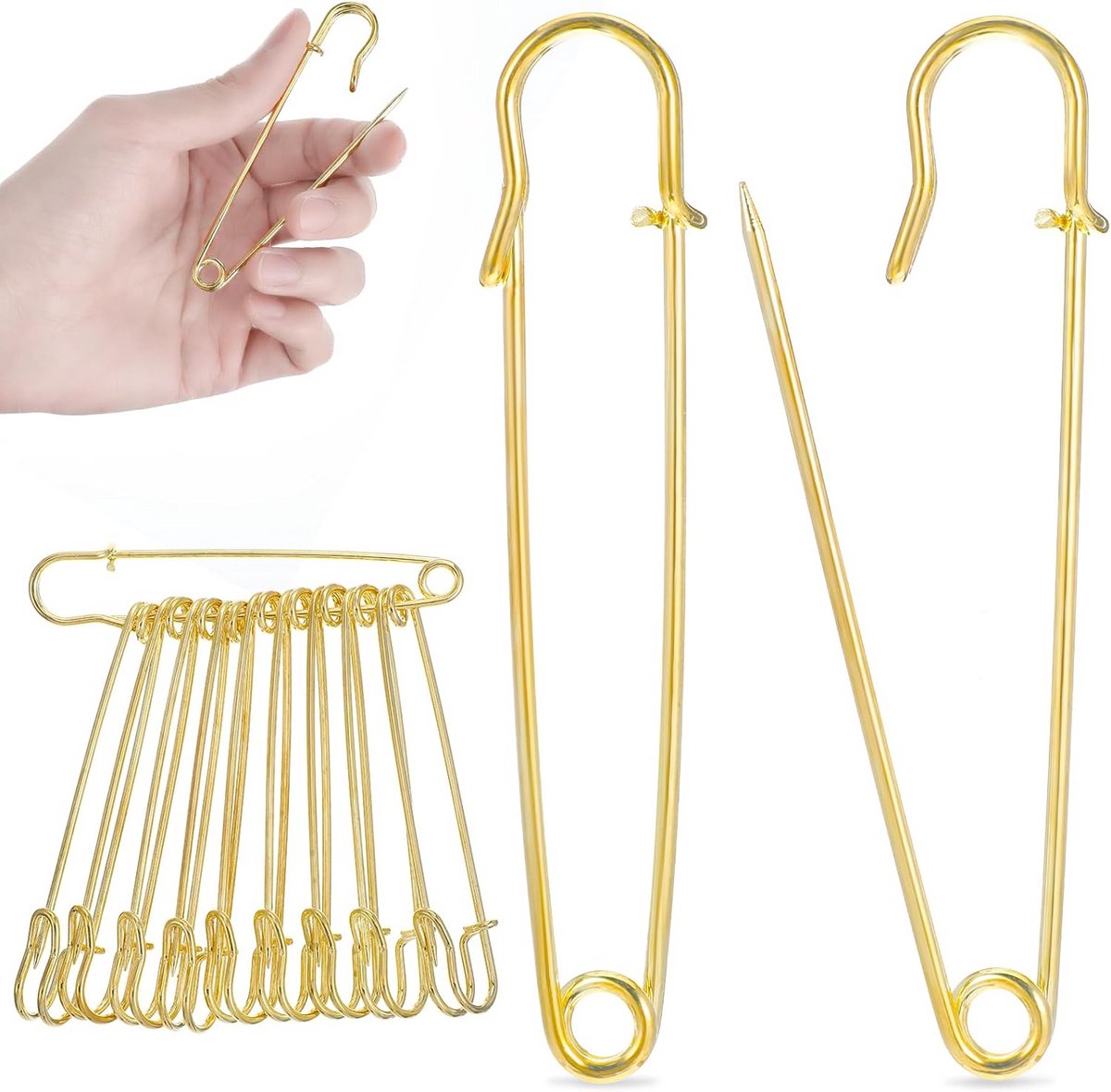10x Extra Grote Metalen Veiligheidsspelden voor Handwerk en Kleding (100mm)