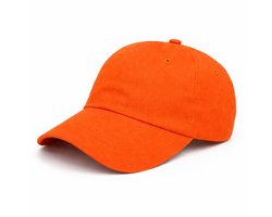 6 Panel Cap - Crew – 100% Katoen – Verstelbaar met Sliding Closure – Zachte Dunne Baseball Cap – Unisex - Oranje