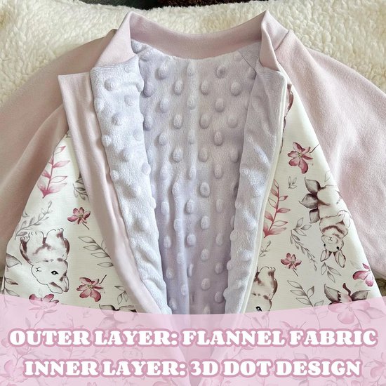 Warme babyslaapzak met voetjes en lange mouwen, 1.5 TOG, fleece voor peuters van Merkloos — afbeelding 3