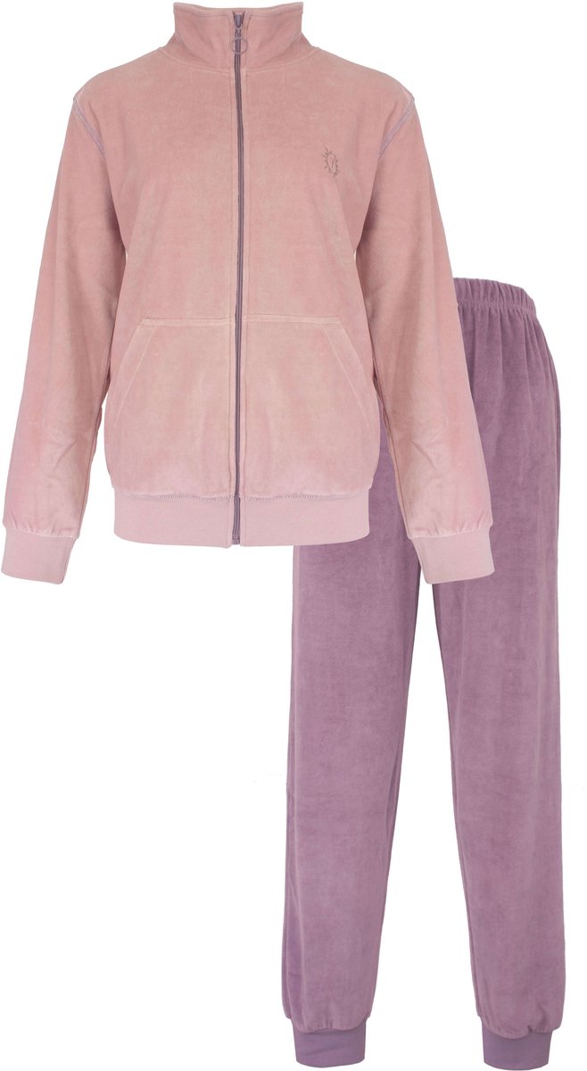 Tenderness Dames Huispak - Lange Mouwen - Velours - Roze - Maat L