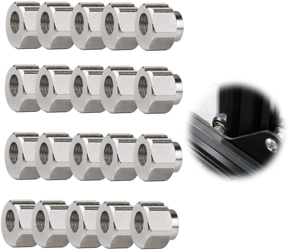 20x Excentrische Afstandhouders RVS voor 3D Printer V-wiel Extruder Montage - 5mm Boring