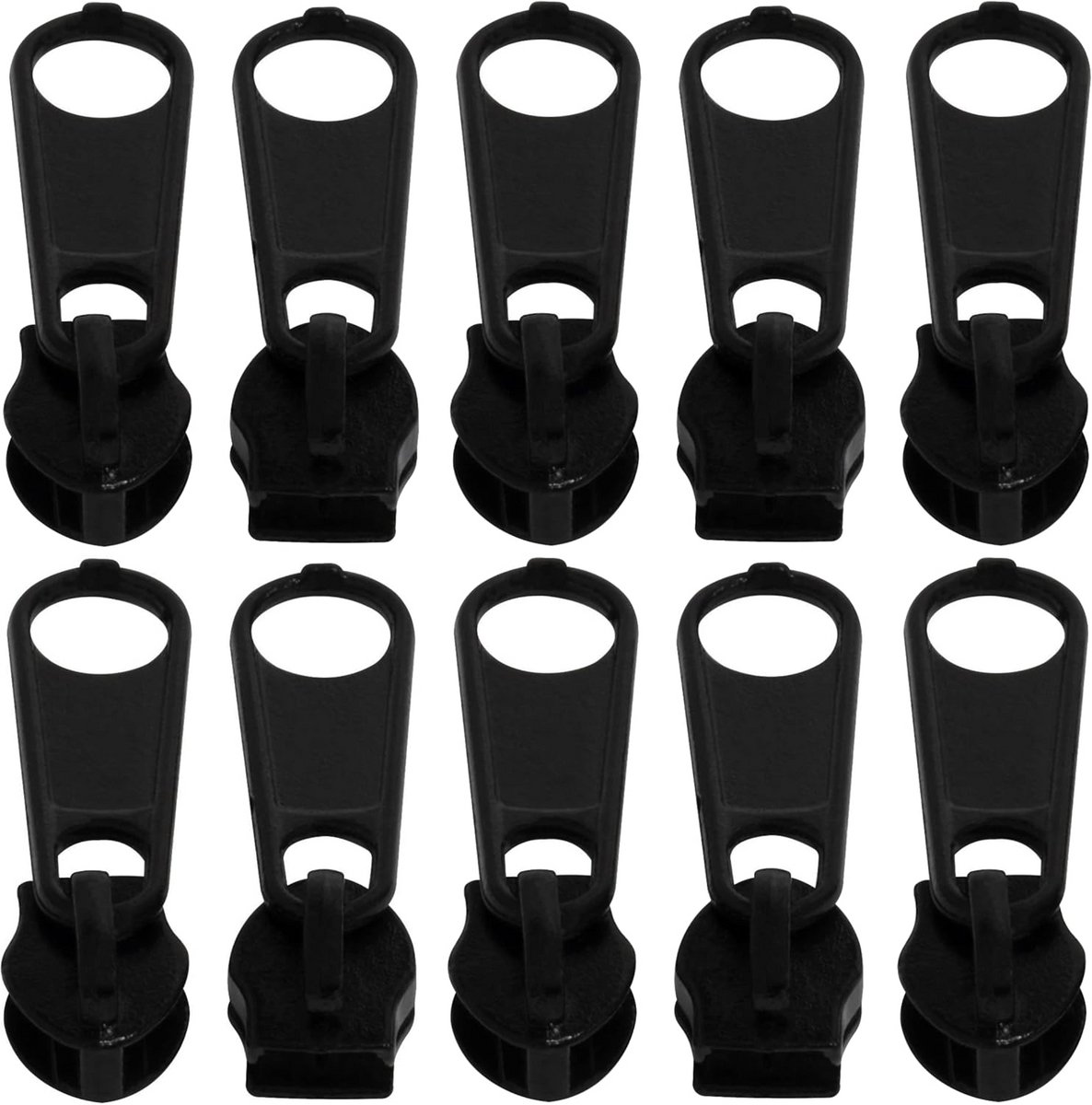 Set van 10 Ritssluiting Schuivers nr. 3 Nylon Ritssluiting Zwart Metaal