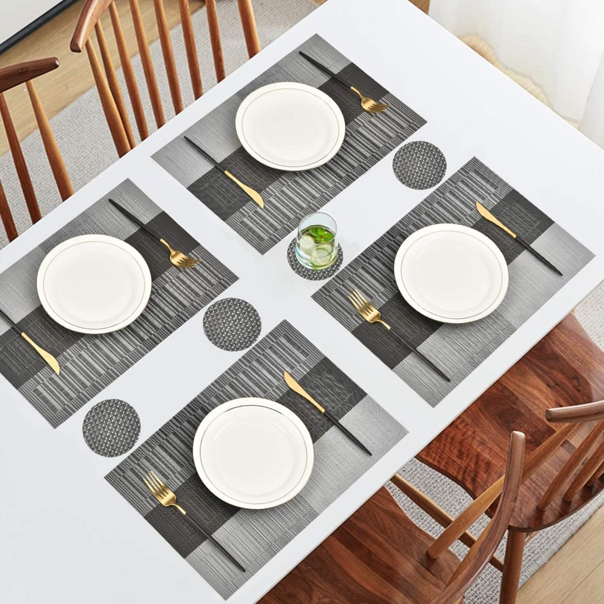 Complete Set PVC Tafelloper, Placemats en Onderzetters - Hittebestendig en Wasbaar