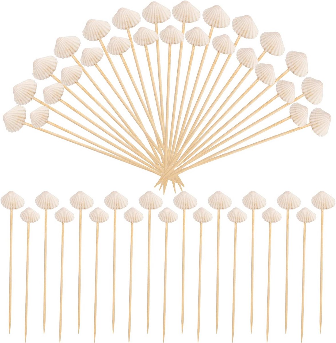 100 Stuks Cocktail Prikkers met Tropische Schelp Decoraties voor Feestjes