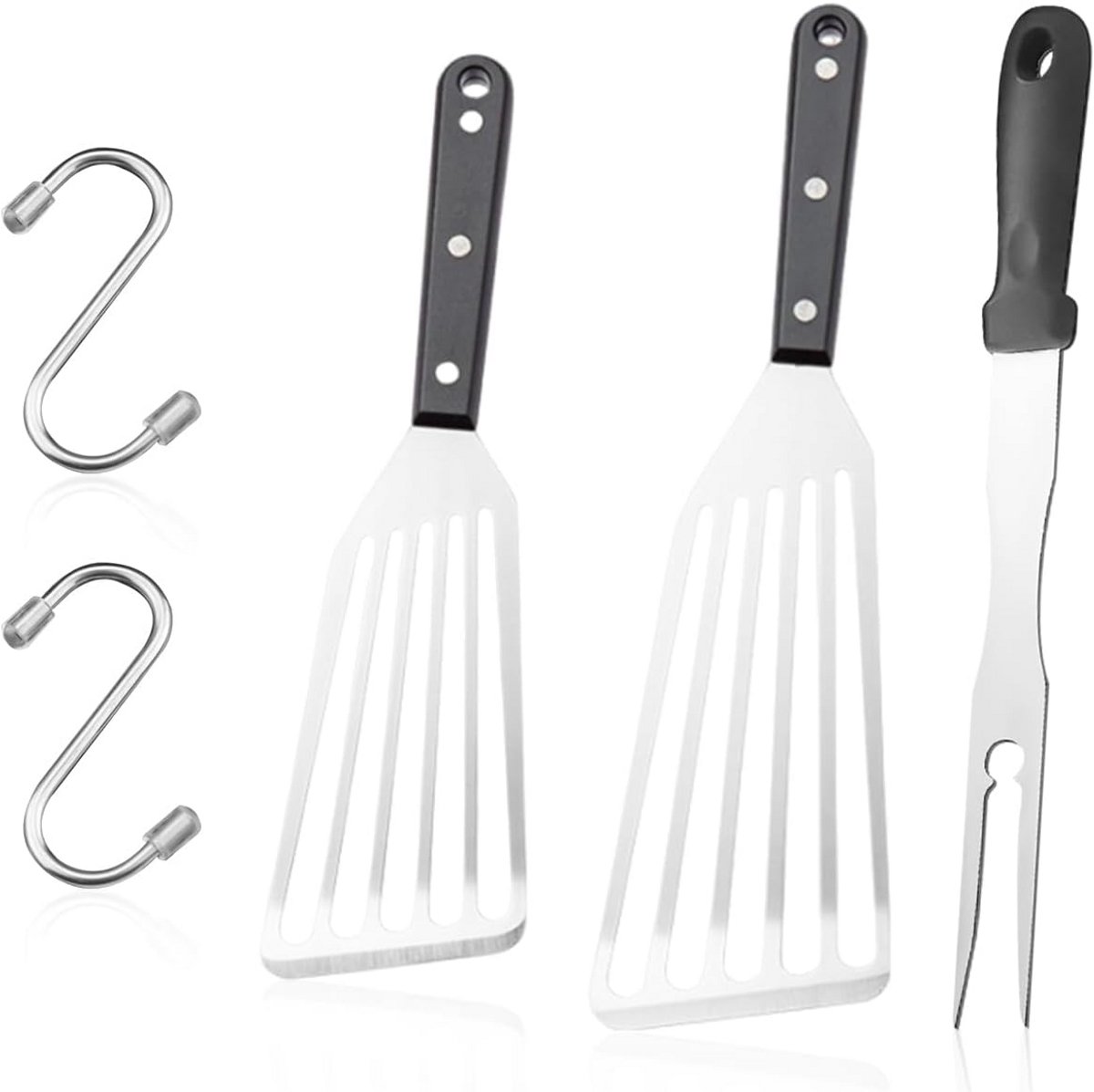 BBQ Keukengerei Set 5-delig - Spatels, Vork en Haken van Roestvrij Staal