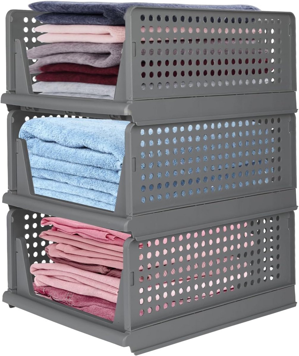 Stapelbare Lade-Organizer (3-Delig) voor Kledingkast en Slaapkamer - Kunststof Opbergbox
