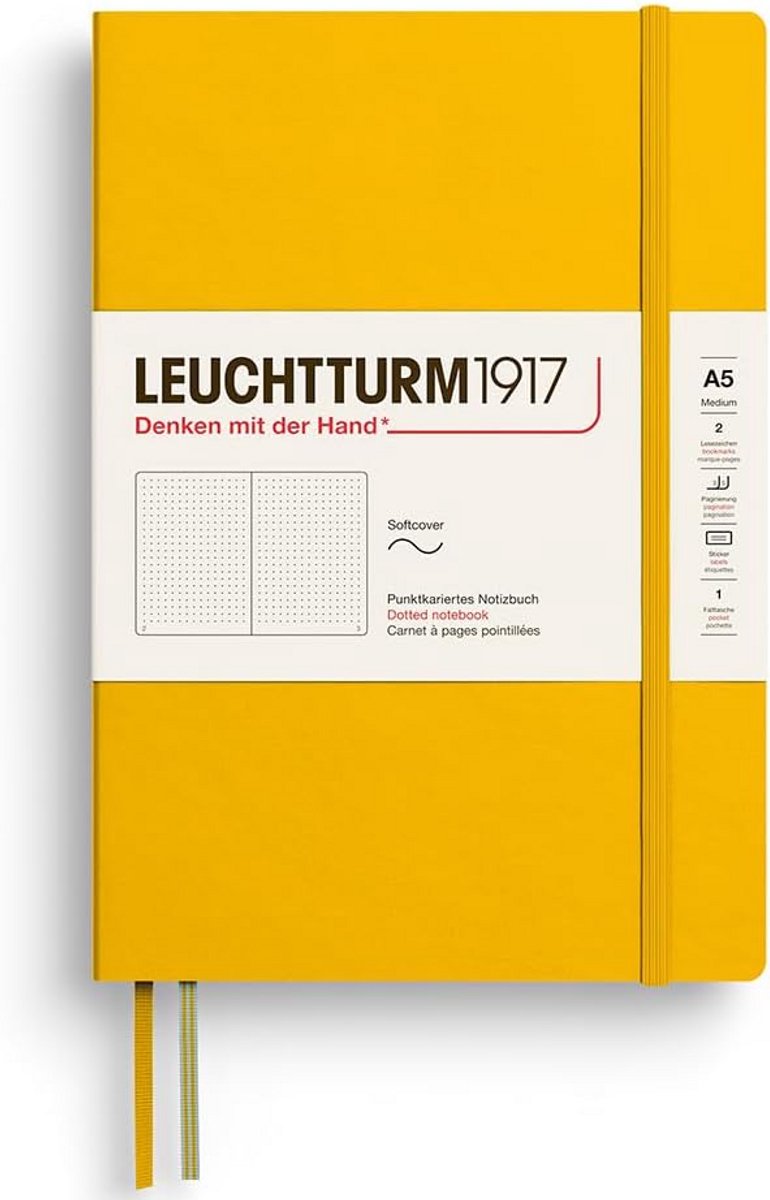 Notitieboek A5 Softcover Gestippeld 123 Gevorderde Pagina's Zonnebloem
