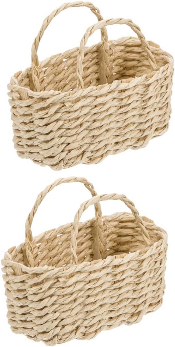Set van 2 Mini Rietmanden - Poppenhuis Decoratie Accessoires Schaal 1:12
