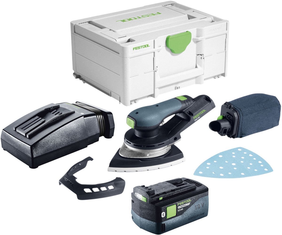 Festool DTSC 200-Basic accu-deltaslijper 18 V 145 x 195 mm borstelloos + 1x accu 5,0 Ah + oplader + Systainer