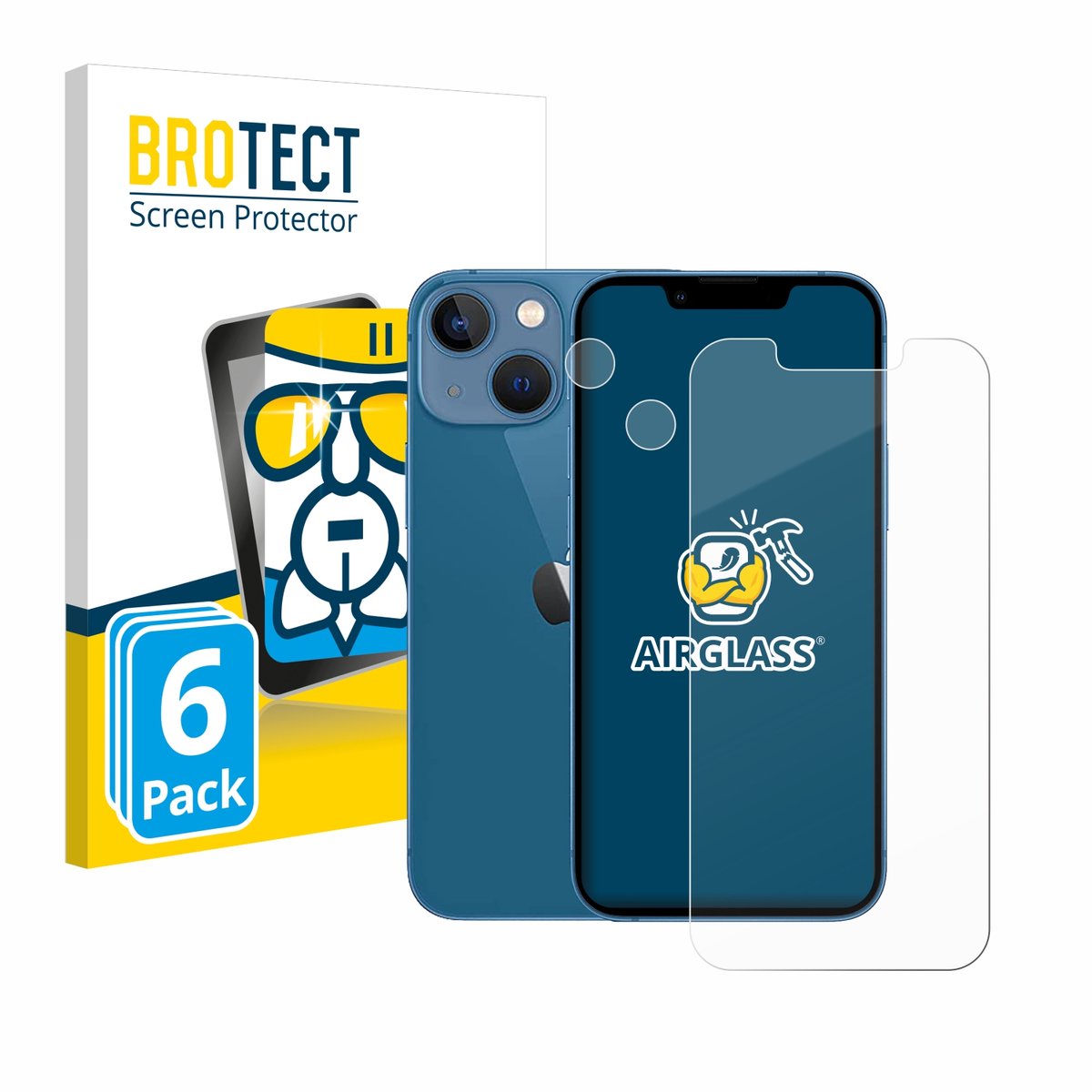 Screenprotector 6 Stuks voor Apple iPhone 13 mini (Voor+Camera) Beschermglas transparant