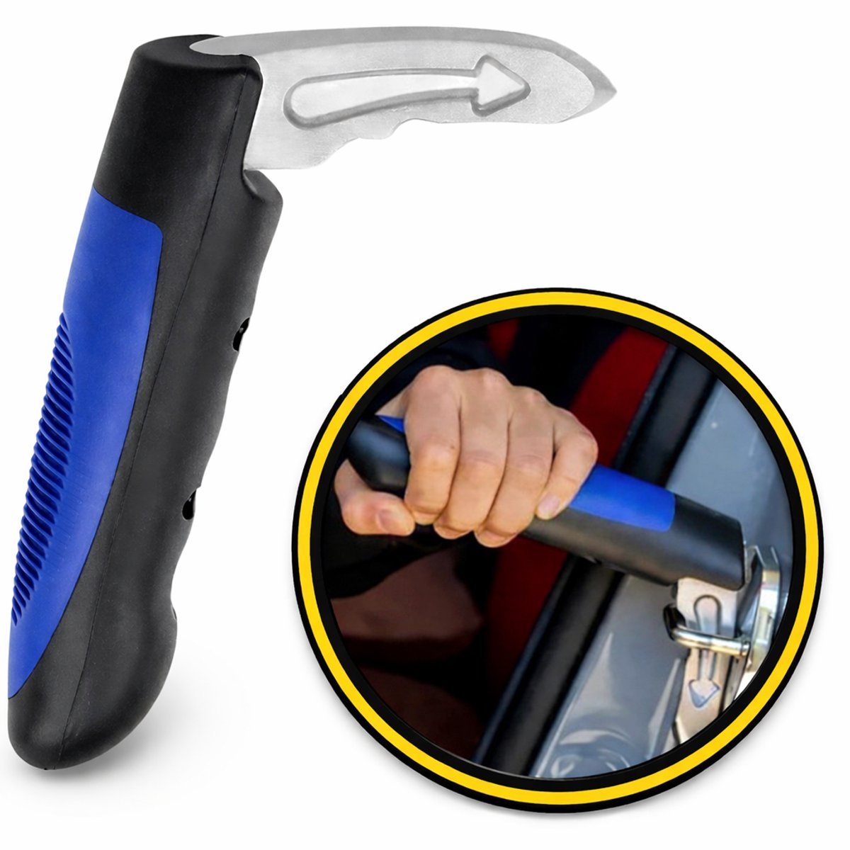 Multifunctionele 2-in-1 In- en uitstaphulp voor de auto - Blauw/Zwart - Uitstaphulp - Instaphulp - Handgreep - Noodhamer – Universeel Autoaccessoire