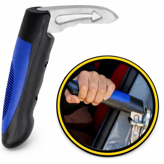 Foto: Multifunctionele 2 in 1 in en uitstaphulp voor de auto blauw zwart uitstaphulp instaphulp handgreep noodhamer universeel autoaccessoire
